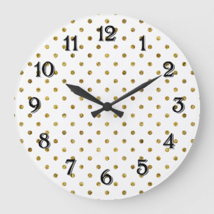 Reloj Redondo Grande Lunares Dorados Glam Chic