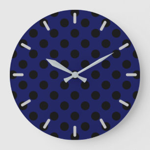 Reloj Redondo Grande Lunares negros en azules marinos