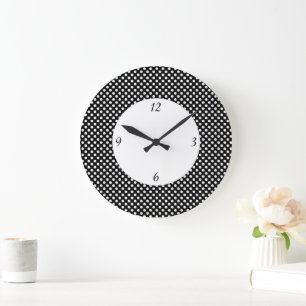 Reloj Redondo Grande Lunares negros y blancos de moda con números