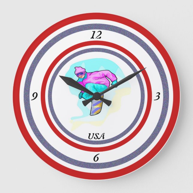 Reloj Redondo Grande Luv a Snowboard - (Anverso)