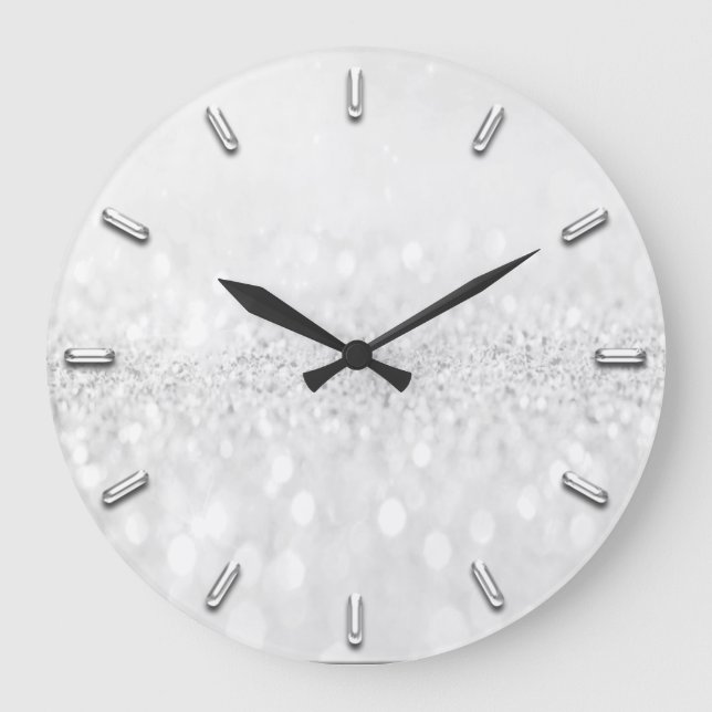 Reloj Redondo Grande Lux Metálico Monocromo Gris Gris Gris purpurina (Anverso)