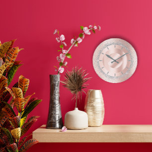 Reloj Redondo Grande Lux metalizado de la belleza de Rubor del oro