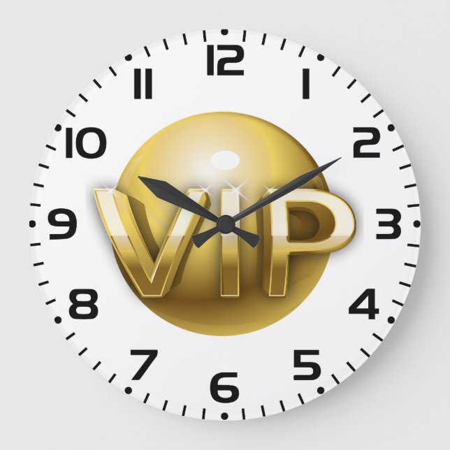 Reloj Redondo Grande Luxury 3D Gold VIP Emblem (Anverso)