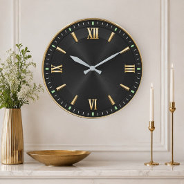 Reloj Redondo Grande Luxury Black & Gold Modern Minimalist 