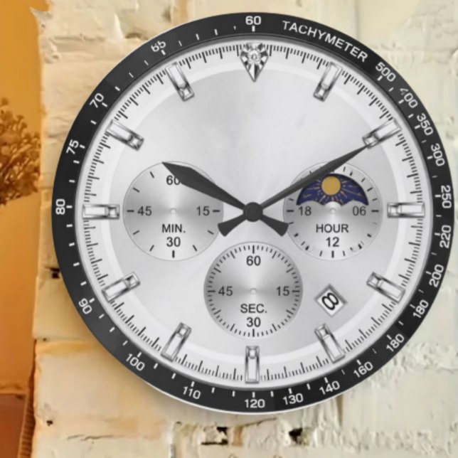 Reloj Redondo Grande  Luxury Chronograph Silver Racing Dial (Subido por el creador)