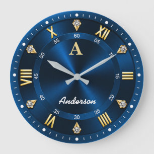Reloj Redondo Grande Luxury Crystal Accents Royal Blue