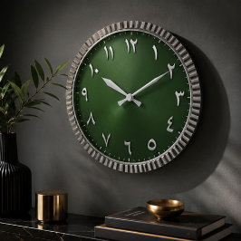 Reloj Redondo Grande Luxury Emerald Green Arabic Numeral Modern Islamic