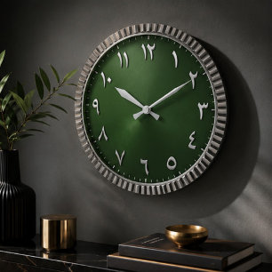 Reloj Redondo Grande Luxury Emerald Green Arabic Numeral Modern Islamic