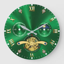Reloj Redondo Grande Luxury Emerald Green Gold Elegant