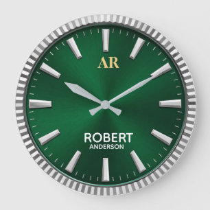 Reloj Redondo Grande Luxury Emerald Green Minimalist
