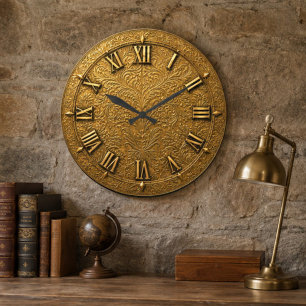 Reloj Redondo Grande Luxury Gold Foil Five Star Hotel Branding Elegant 