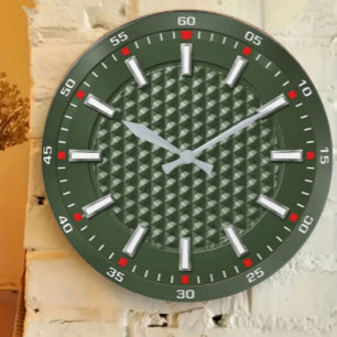 Reloj Redondo Grande Luxury Green Textured Modern Forest Green 