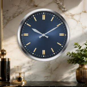 Reloj Redondo Grande Luxury Navy Blue & Gold Elegant Minimalist