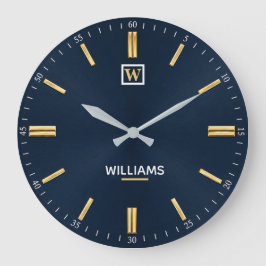 Reloj Redondo Grande Luxury Navy Blue & Gold Minimalist