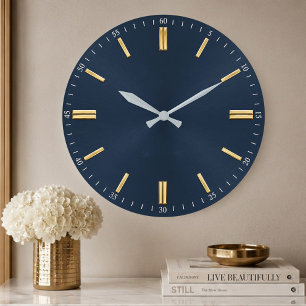 Reloj Redondo Grande Luxury Navy Blue & Gold Minimalist