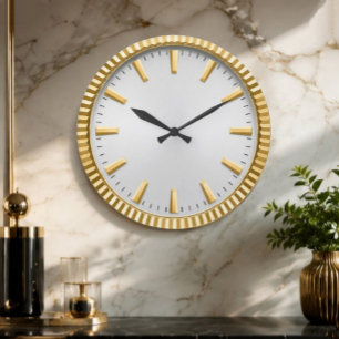 Reloj Redondo Grande Luxury Silver & Gold Elegant Minimalist