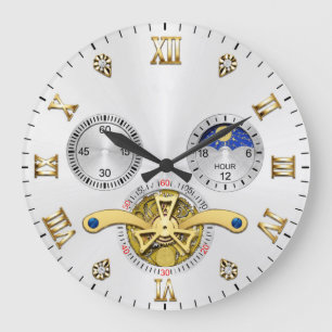 Reloj Redondo Grande Luxury White Elegant Automatic