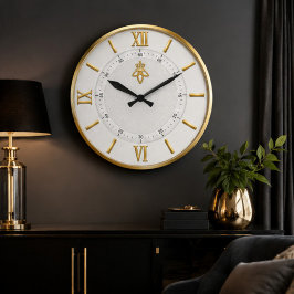 Reloj Redondo Grande Luxury White & Gold Elegant Minimalist