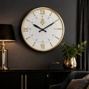 Reloj Redondo Grande Luxury White & Gold Elegant Minimalist