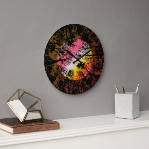 Reloj Redondo Grande Luz de luna a través de un bosque denso – Surreali
