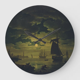 Reloj Redondo Grande Luz de luna sobre Palermo Arte de alta fidelidad