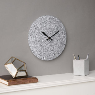 Reloj Redondo Grande Luz gris plateada brillo destellos