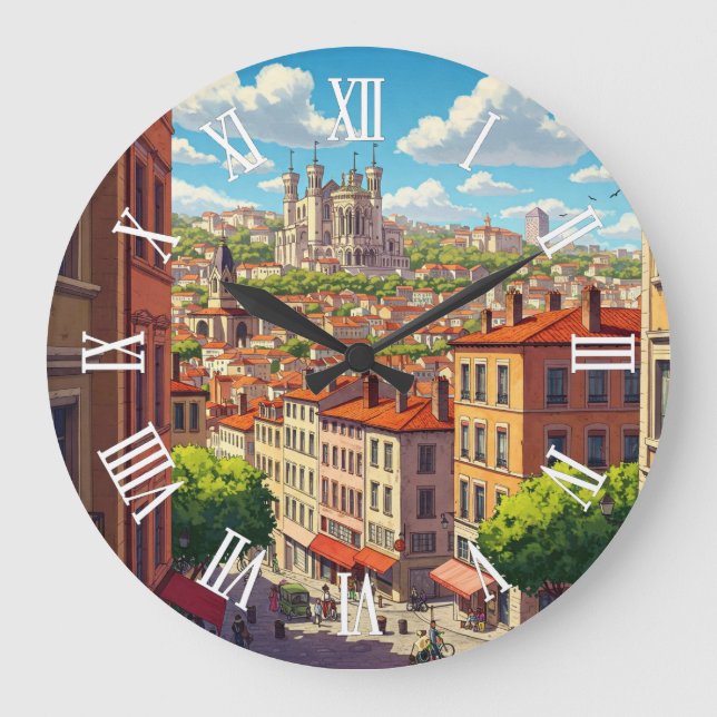 Reloj Redondo Grande Lyon Francia Basílica Viajes (Anverso)