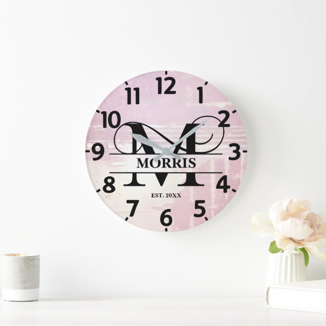 Reloj Redondo Grande M Monograma de lavanda pálida (Hogar)