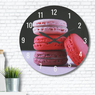 Reloj Redondo Grande Macaron francés rosado moderno