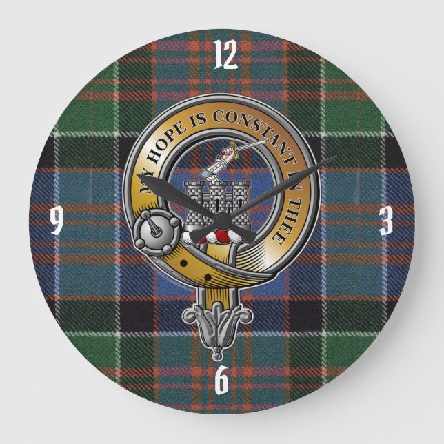 Reloj Redondo Grande MacDonald Clanranald Tartan & Badge (Anverso)