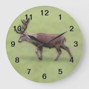 Reloj Redondo Grande Macho de los ciervos, Digital Art.
