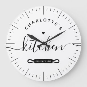 Reloj Redondo Grande Made With Love Modern White Custom Name Kitchen
