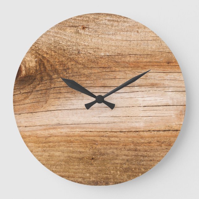 Reloj Redondo Grande Madera de abeto natural: superficie texturada (Anverso)