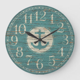 Reloj Redondo Grande Madera de época de antaño náutico decorativa única