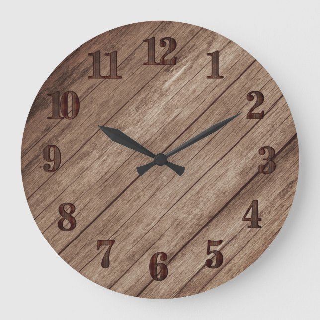 Reloj Redondo Grande Madera de granero de campo simple (Anverso)