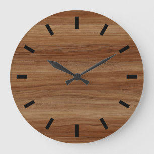 Reloj Redondo Grande Madera de teca luce minimalista moderno 