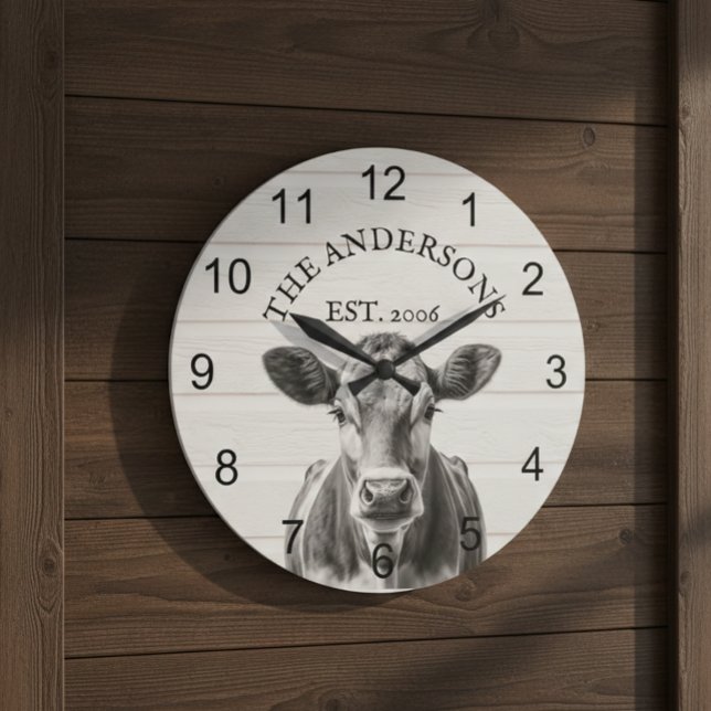 Reloj Redondo Grande Madera de vaca cultivada personalizada (Subido por el creador)
