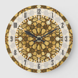 Reloj Redondo Grande Madera geométrica del modelo 1 de la mezquita de
