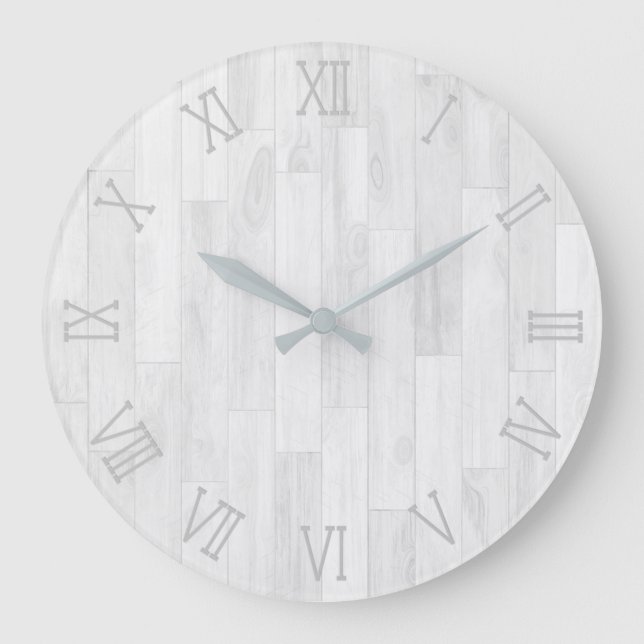 Reloj Redondo Grande madera gris blanca (Anverso)