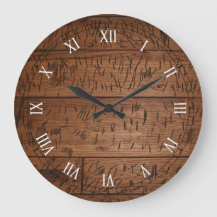 Reloj Redondo Grande madera rasguñada vieja