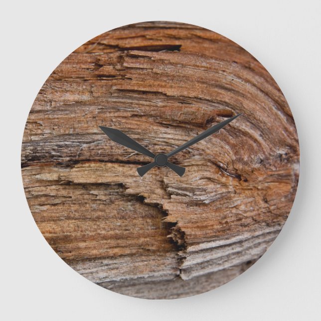 Reloj Redondo Grande Madera rústica (Anverso)