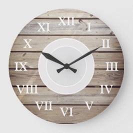 Reloj Redondo Grande Madera Rústica de Playa