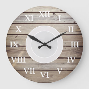 Reloj Redondo Grande Madera Rústica de Playa