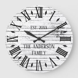 Reloj Redondo Grande Madera Rústica Deteriorada Apellido de Familia Num