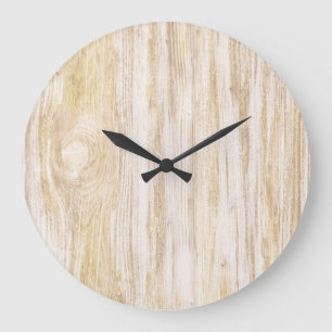 Reloj Redondo Grande Madera Rustica Natural Beige Simple
