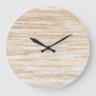 Reloj Redondo Grande Madera Rustica Natural Beige Simple