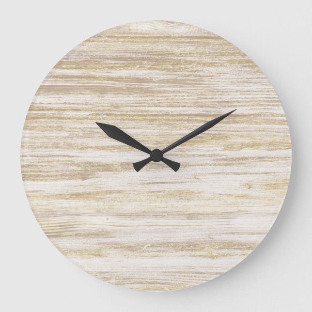 Reloj Redondo Grande Madera Rustica Natural Beige Simple (Anverso)