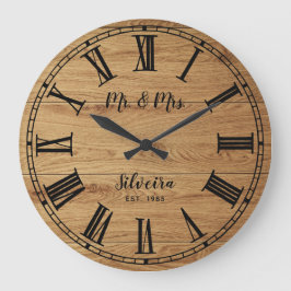 Reloj Redondo Grande Madera Rustica Sr. Sra. Farmhouse Nombre Personali