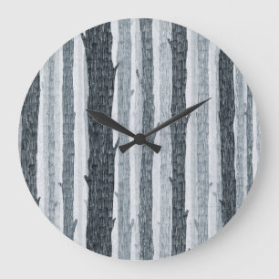 Reloj Redondo Grande Maderas de abedul, patrón de fondo inquebrantable.
