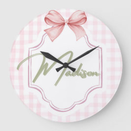 Reloj Redondo Grande Madison Personalizada Baby Nursery Bow&Gingham
